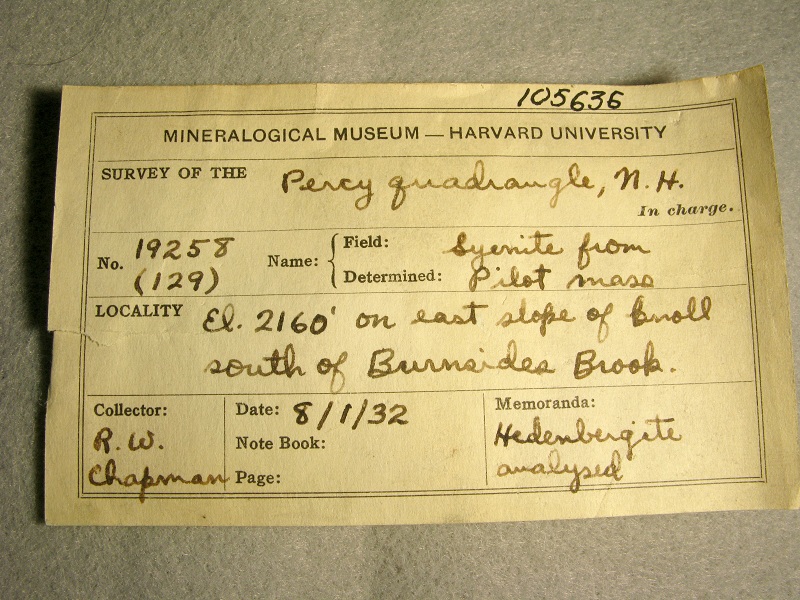 Hedenbergite label
